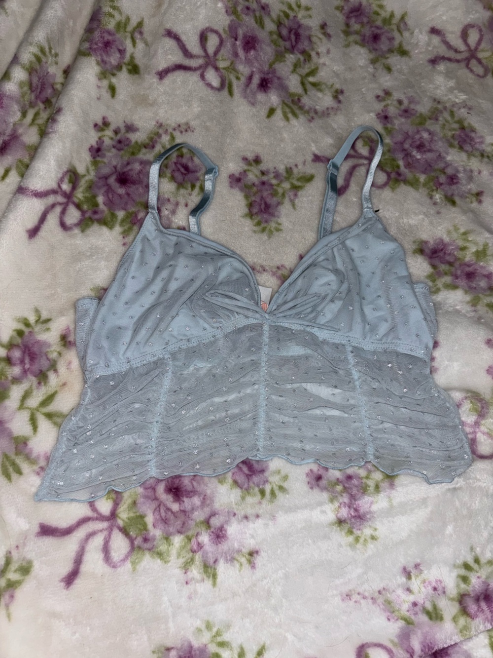 Colsie Light Blue Dot Mesh Bralette